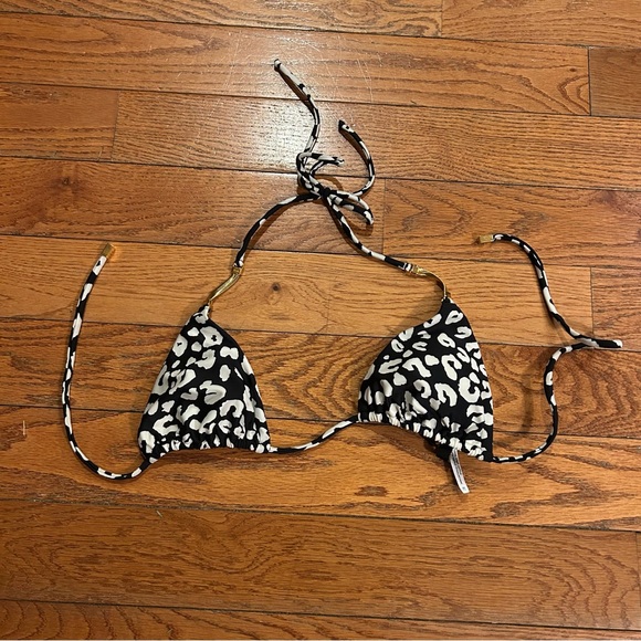 NEW Vix Paula Hermanny Jaguar Bikini Top Animal Print Leopard Black White Medium - Picture 2 of 6